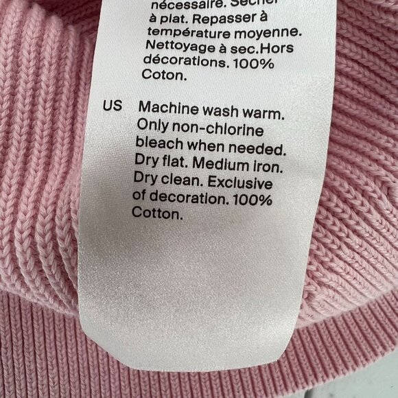 COS XS Pink Ribbed Cotton Cardigan Sweater Crop V-Neck Knit Minimalist - Picture 4 of 14